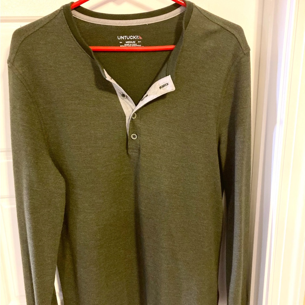 UNTUCKit Olive Long Sleeve Henley